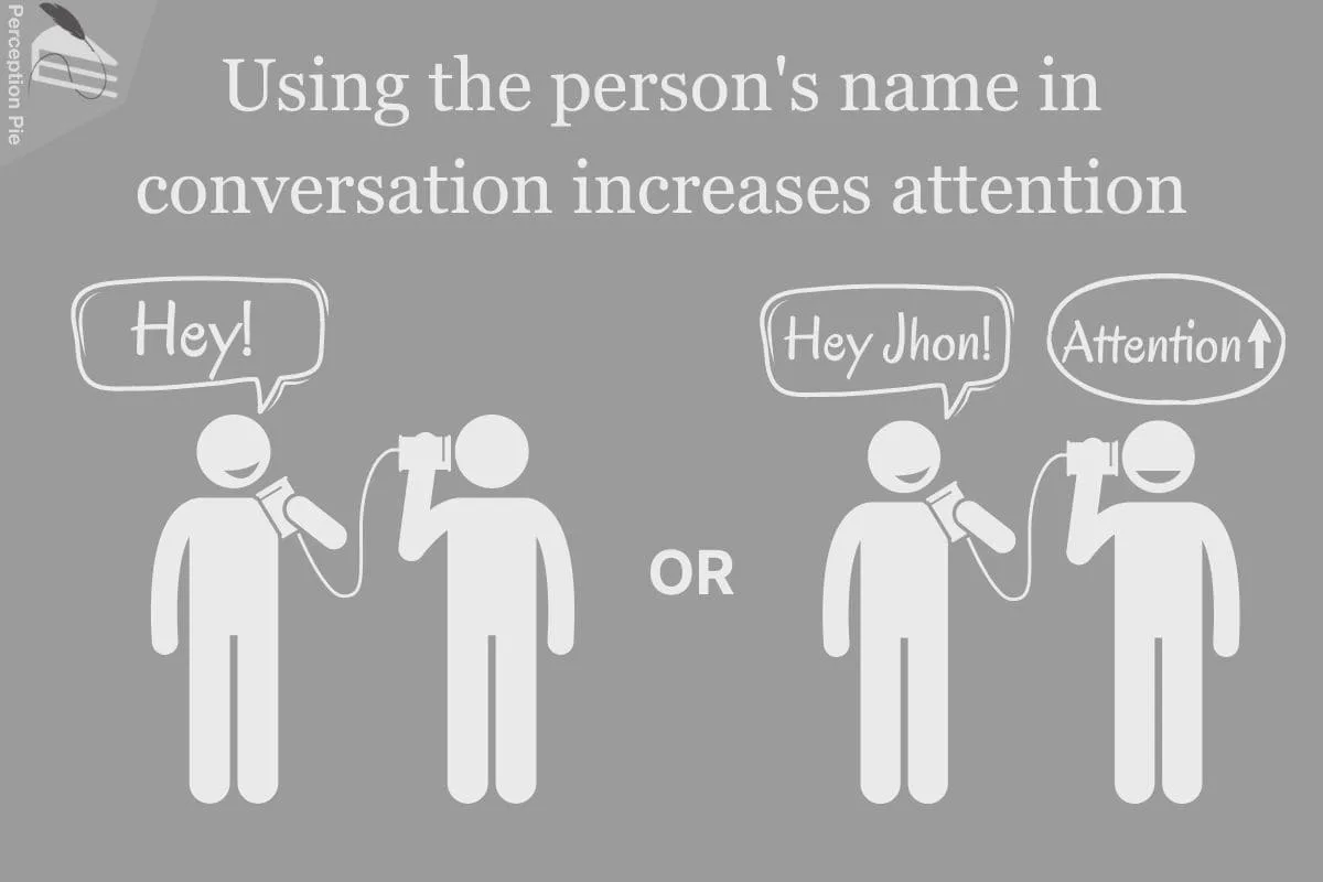 Using the person's name in conversation increases attention.
